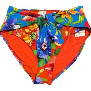 Gibson Latimer Floral Tie Front Swim Bottom L